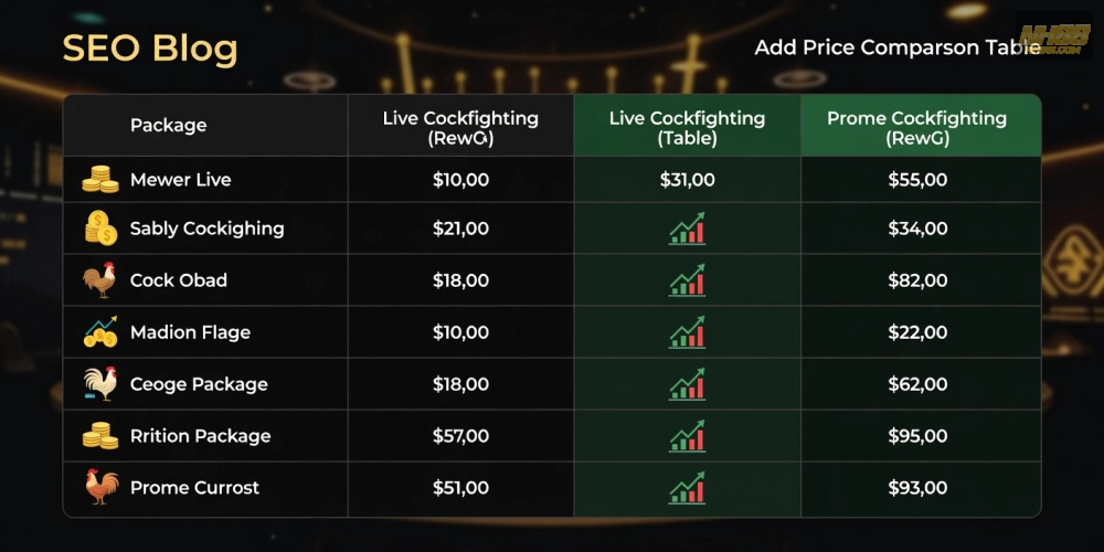 Bảng giá chi tiết các gói dịch vụ đá gà trực tiếp casino nh88 cập nhật 2025