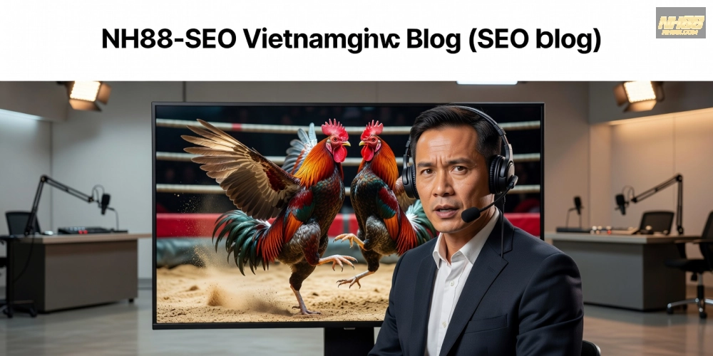 Minh họa khái niệm đá gà bình luận viên nh88 với hình ảnh chuyên gia phân tích trận đấu