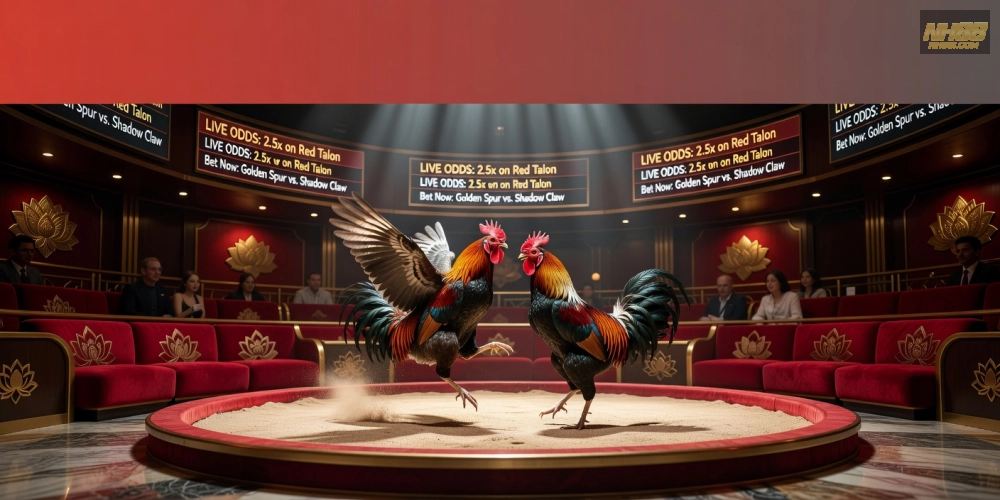 Minh họa khái niệm đá gà trực tiếp casino nh88 với hình ảnh trường gà hiện đại