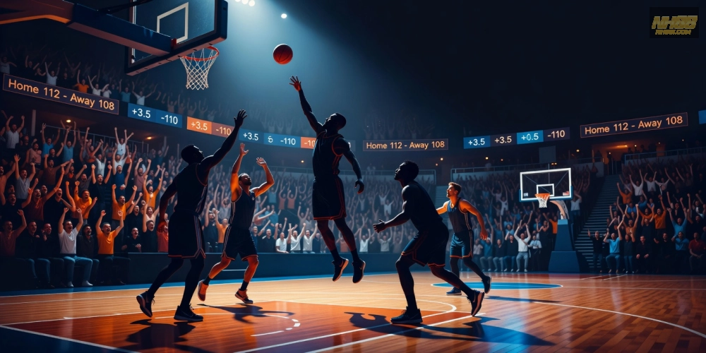 Minh họa trò chơi dự đoán bóng rổ NBA trên NH88 với các yếu tố cá cược sôi động