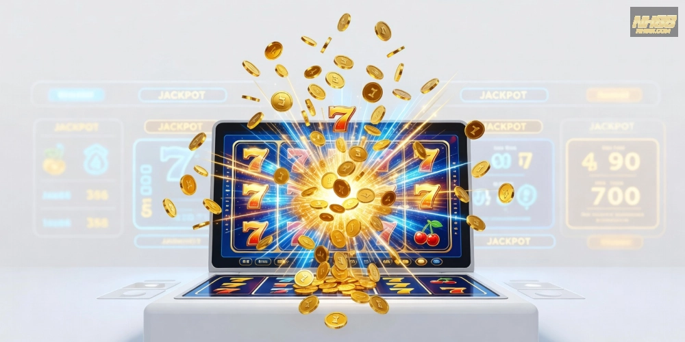 Hình minh họa khái niệm nổ hũ uy tín trên nền tảng NH88 với jackpot hấp dẫn