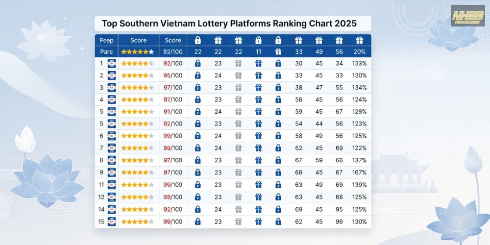 So sánh top nhà cái xổ số miền nam nh88 uy tín với biểu đồ đánh giá năm 2025