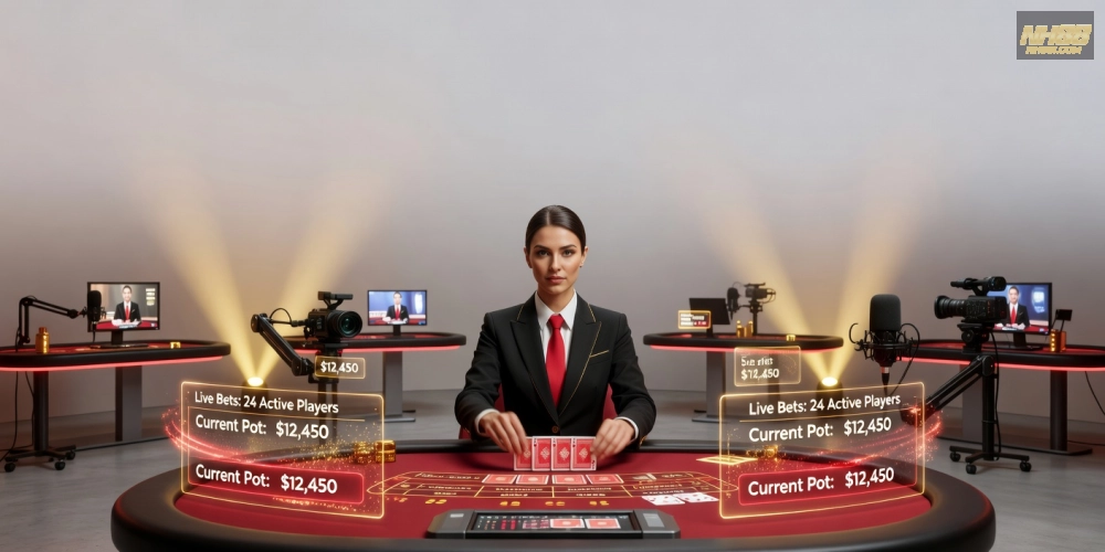 Minh họa live casino nh88 với dealer thực tế và bàn chơi chuyên nghiệp